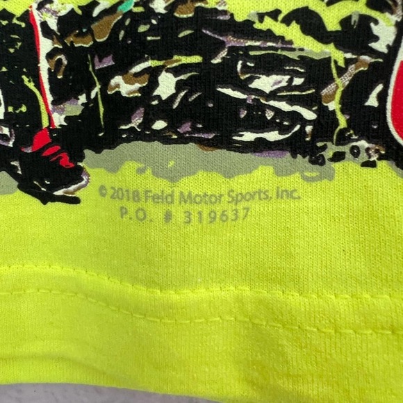 Grave Digger Racing Team Neon Yellow Big Print Graphic Youth Shirt SIZE SMALL - Picture 3 of 6